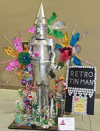 High school students joined in the fun creating funky junk. Decatur High School created this one with the retro tin man.